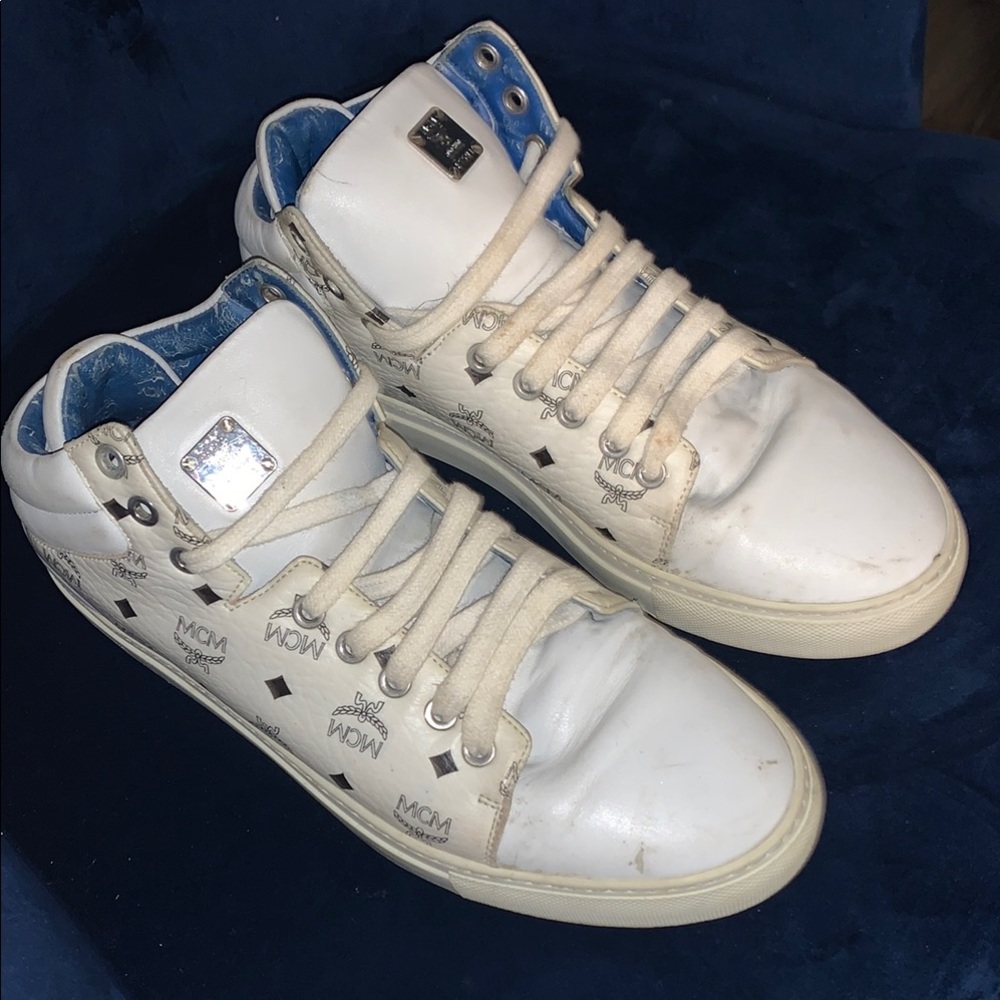 MCM White and Blue Logo High-Tops